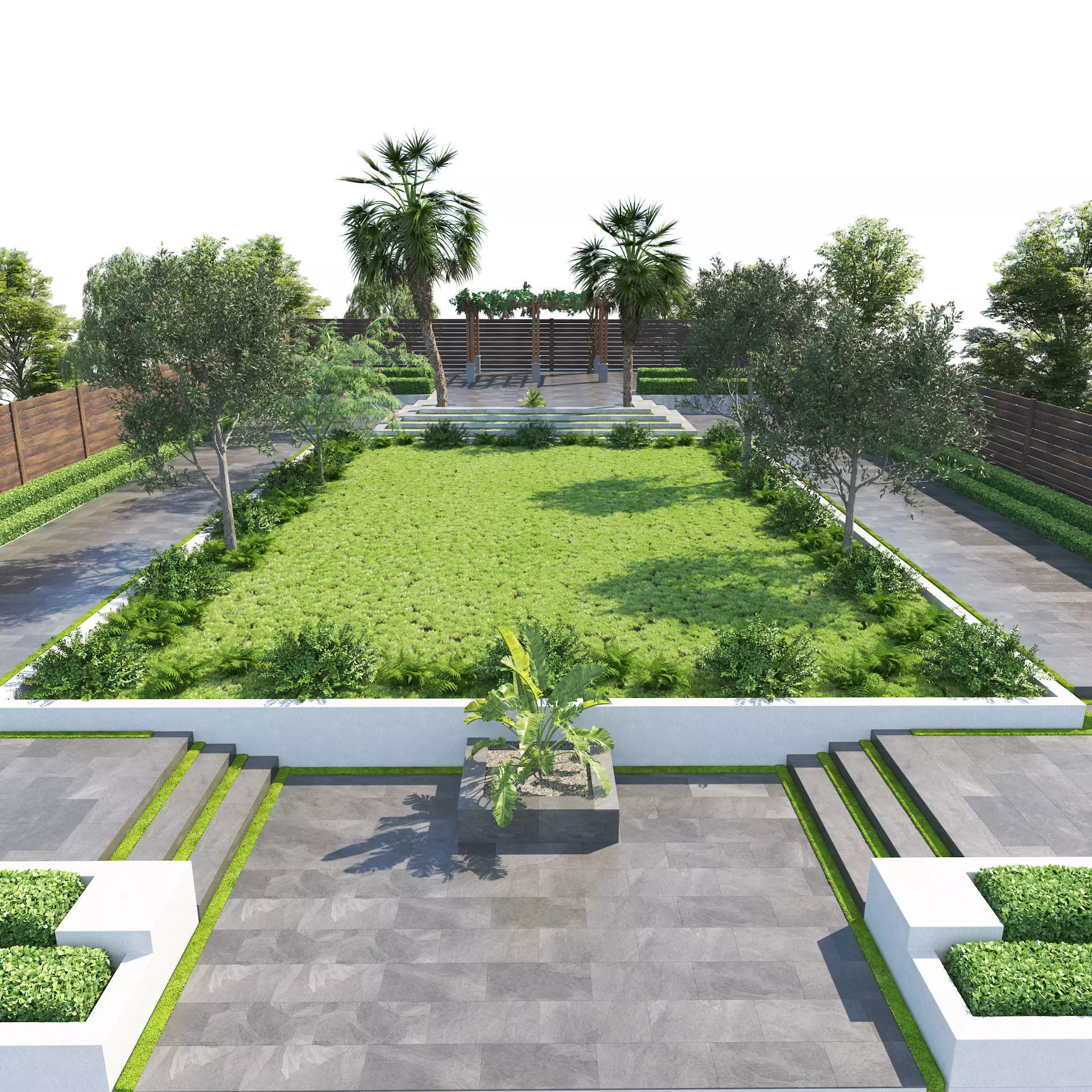 Private Park Landscape 3d exterior scene 3D model_0
