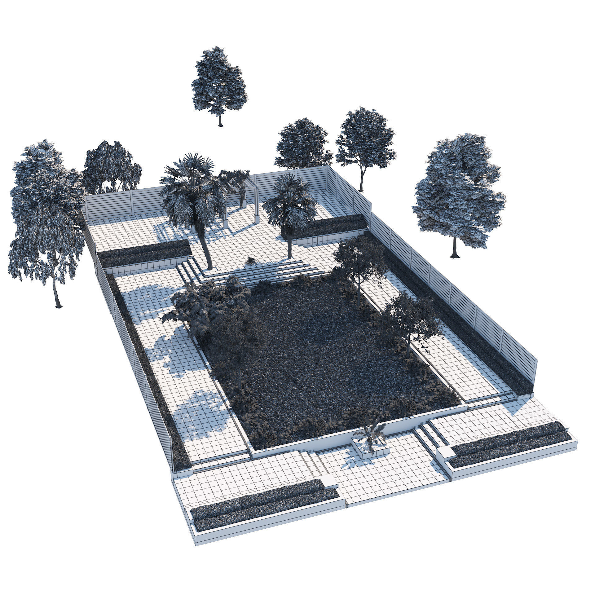 Private Park Landscape 3d exterior scene 3D model_6