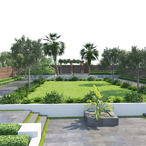 Private Park Landscape 3d exterior scene 3D model 5