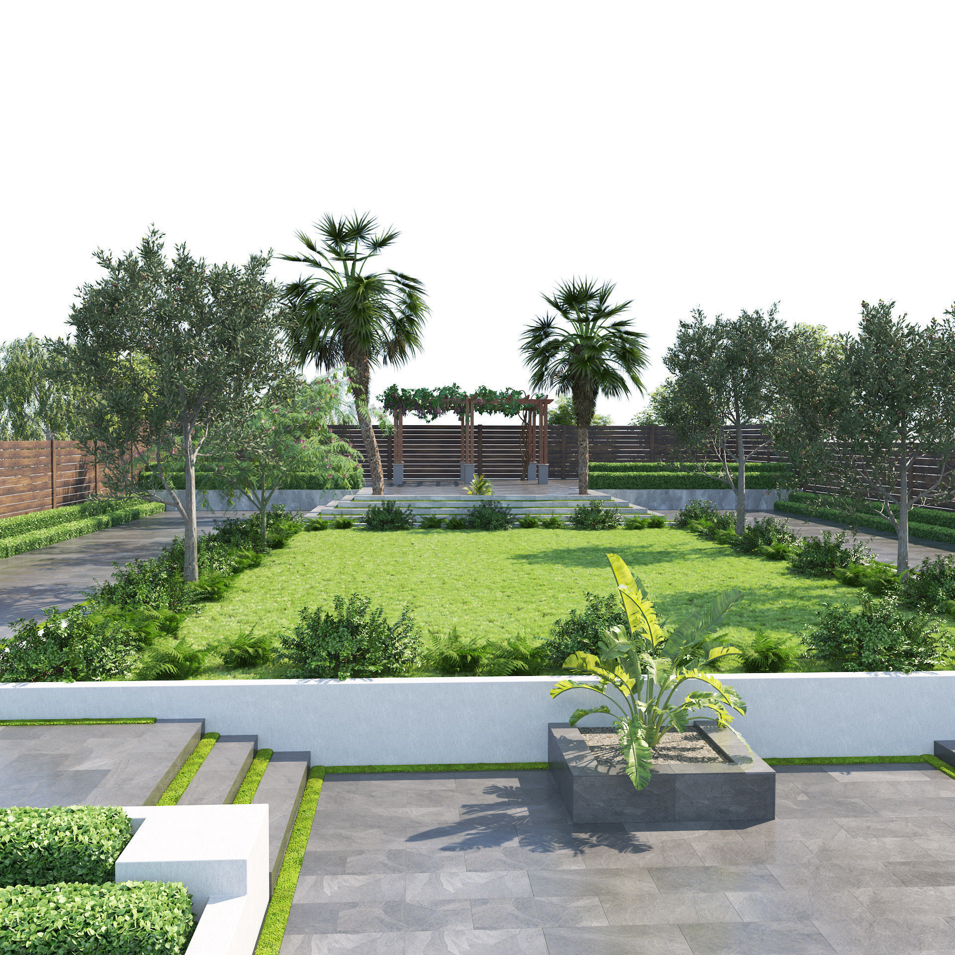 Private Park Landscape 3d exterior scene 3D model_4