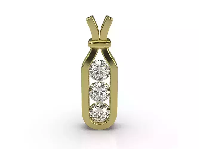 NECKLACE gold pendant with three diamonds 3D print model