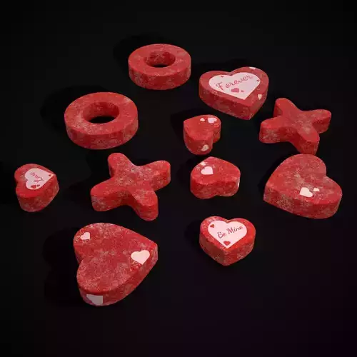 Valentines XOXO Red Jelly Candies Low-poly 3D model