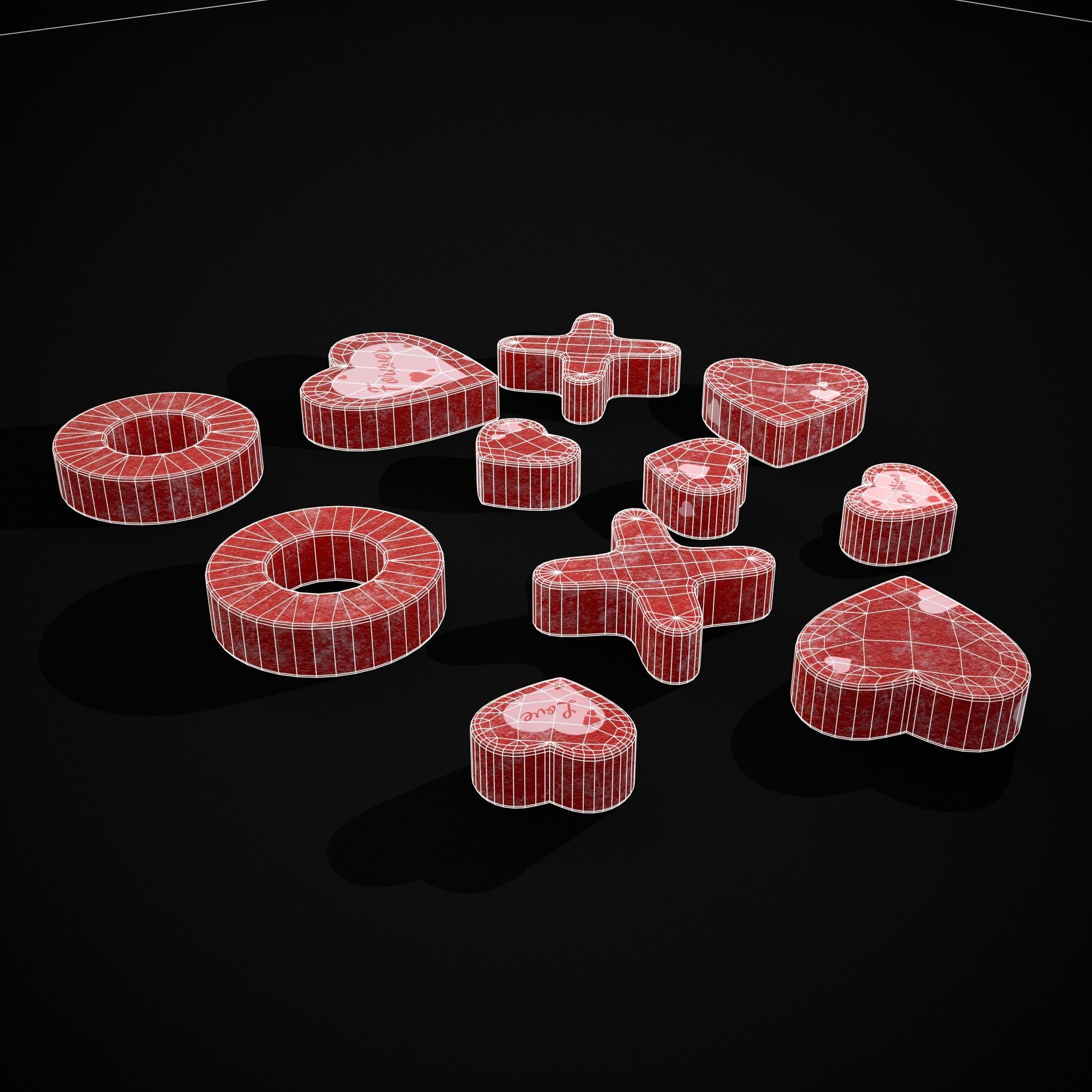 Valentines XOXO Red Jelly Candies Low-poly 3D model_34