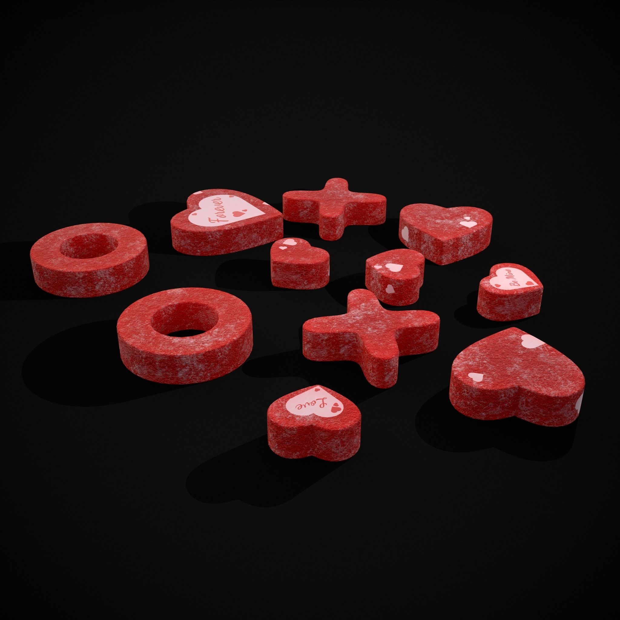 Valentines XOXO Red Jelly Candies Low-poly 3D model_33