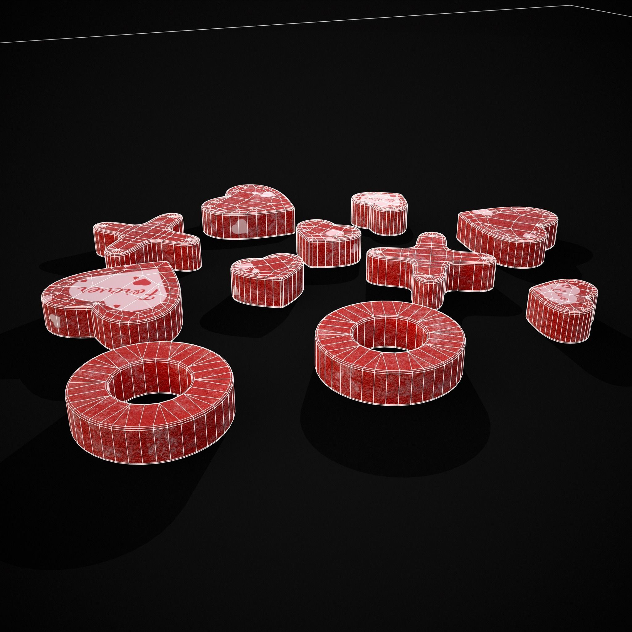 Valentines XOXO Red Jelly Candies Low-poly 3D model_10