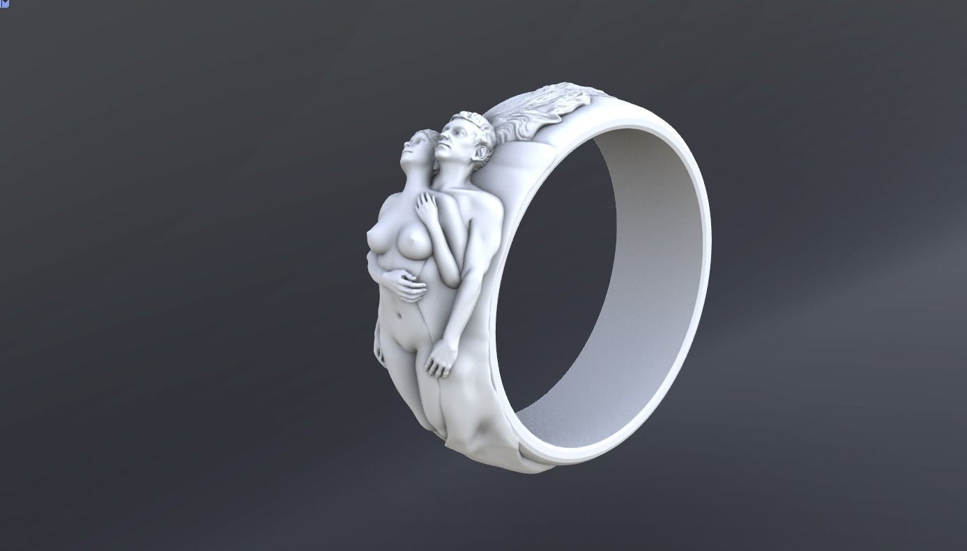 Wedding rings with a nymph for CNC or 3D 3D print model_3