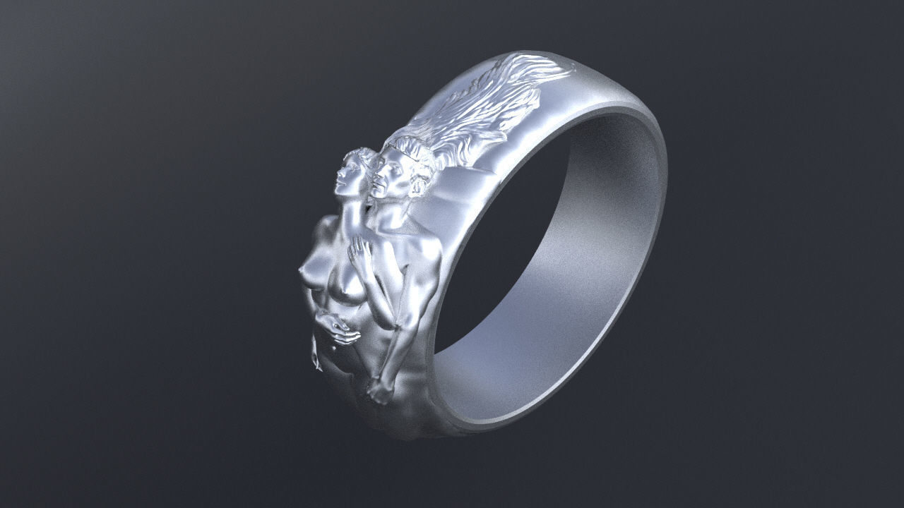 Wedding rings with a nymph for CNC or 3D 3D print model_11