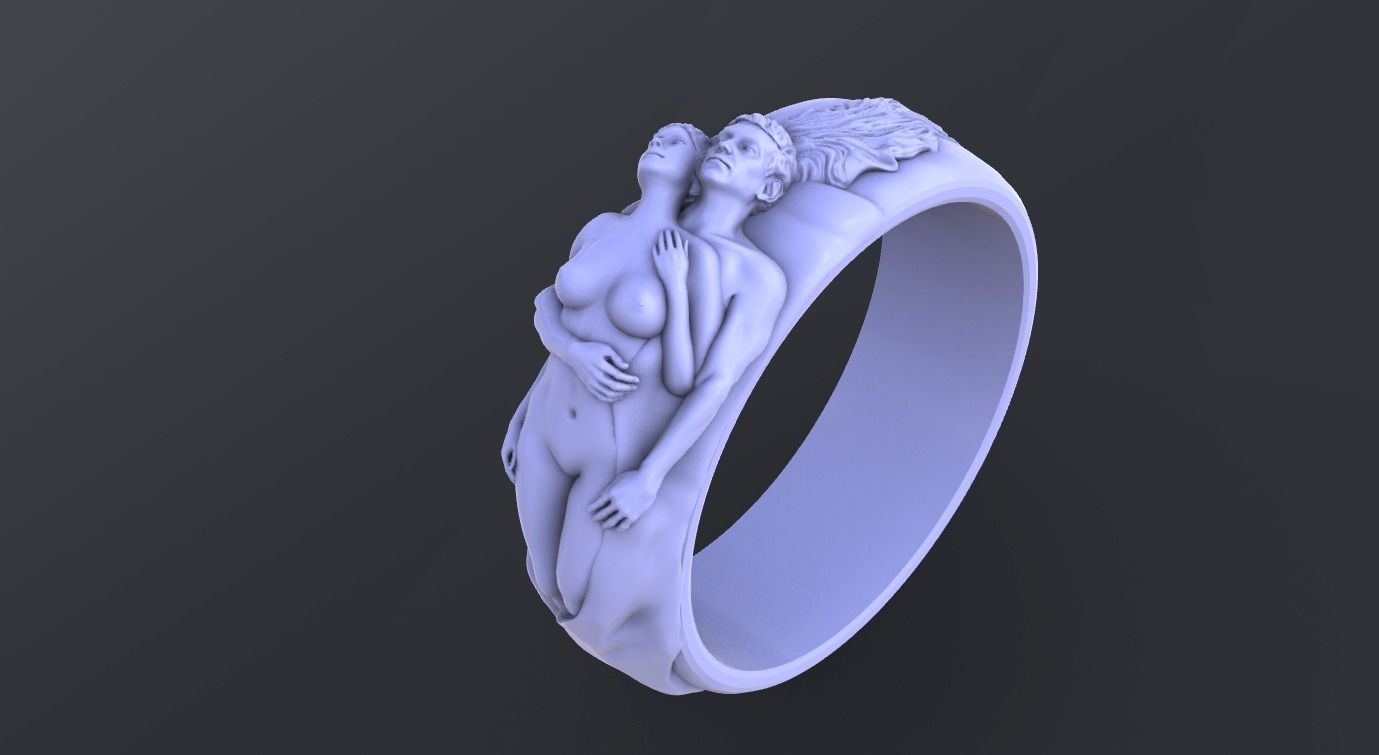 Wedding rings with a nymph for CNC or 3D 3D print model_7