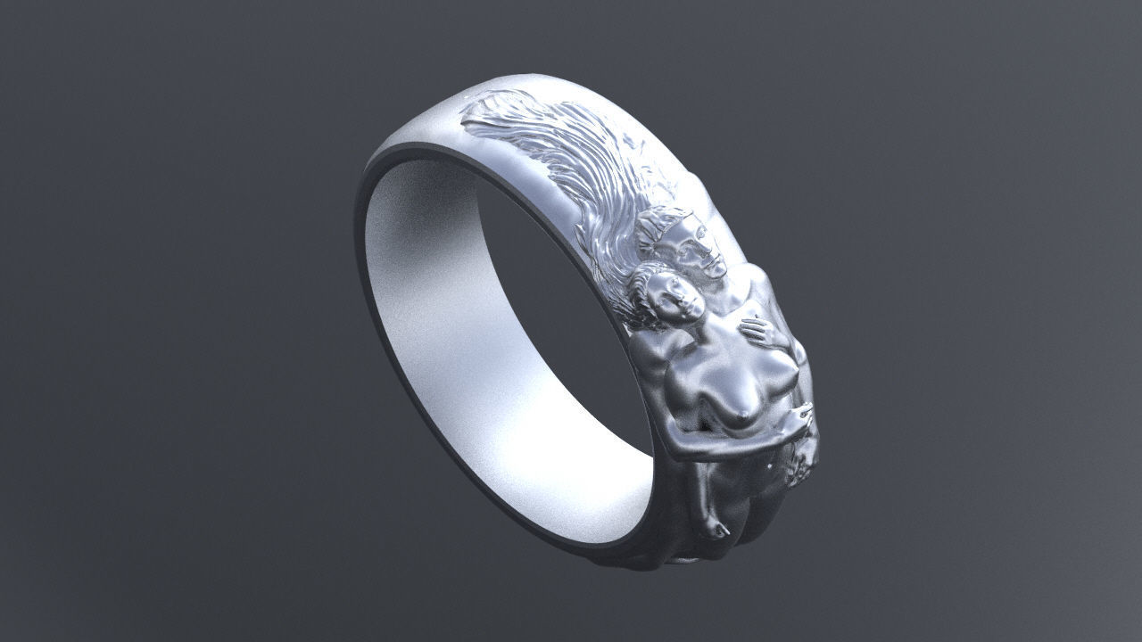 Wedding rings with a nymph for CNC or 3D 3D print model_4