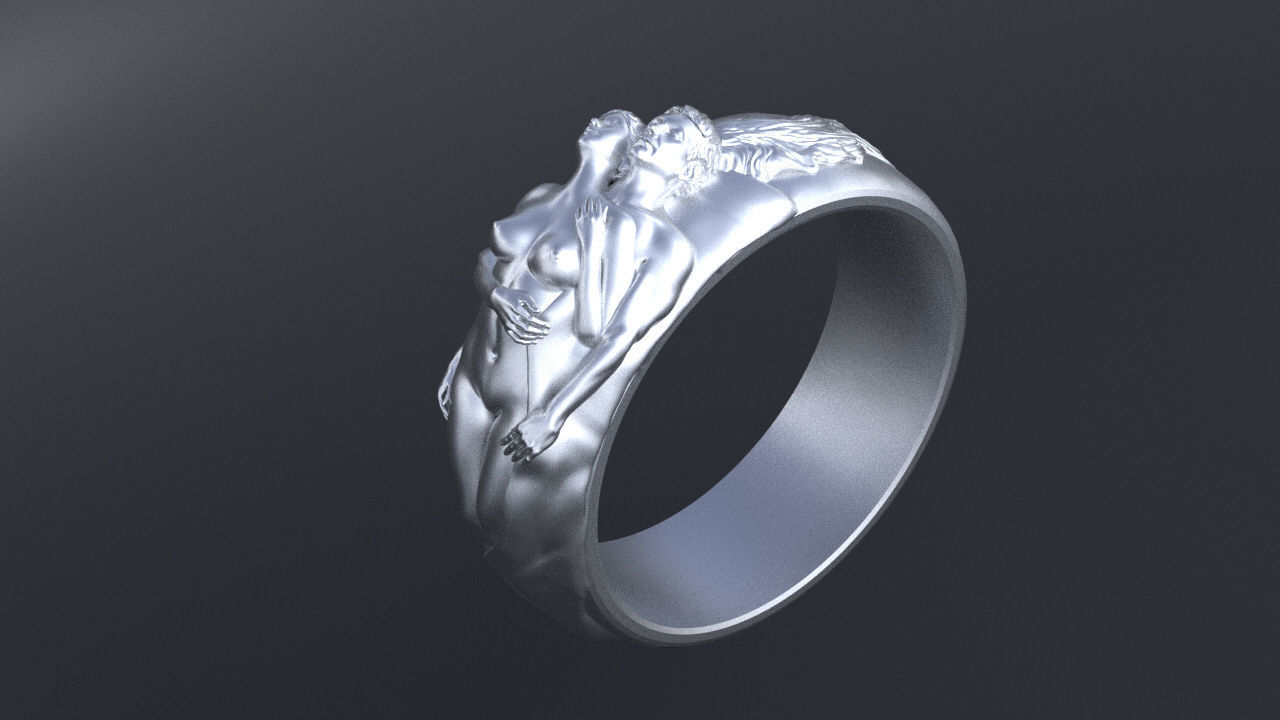 Wedding rings with a nymph for CNC or 3D 3D print model_13