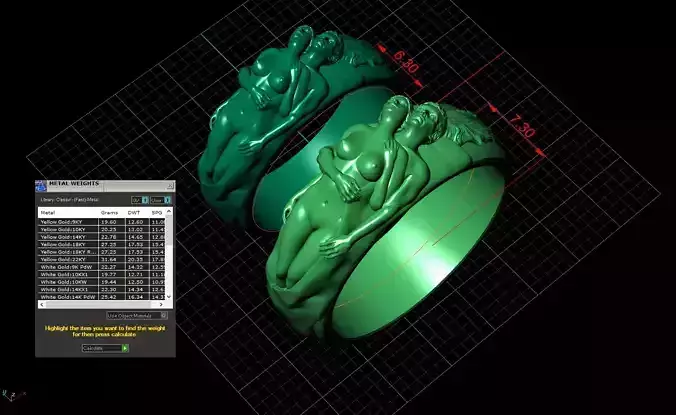 Wedding rings with a nymph for CNC or 3D 3D print model