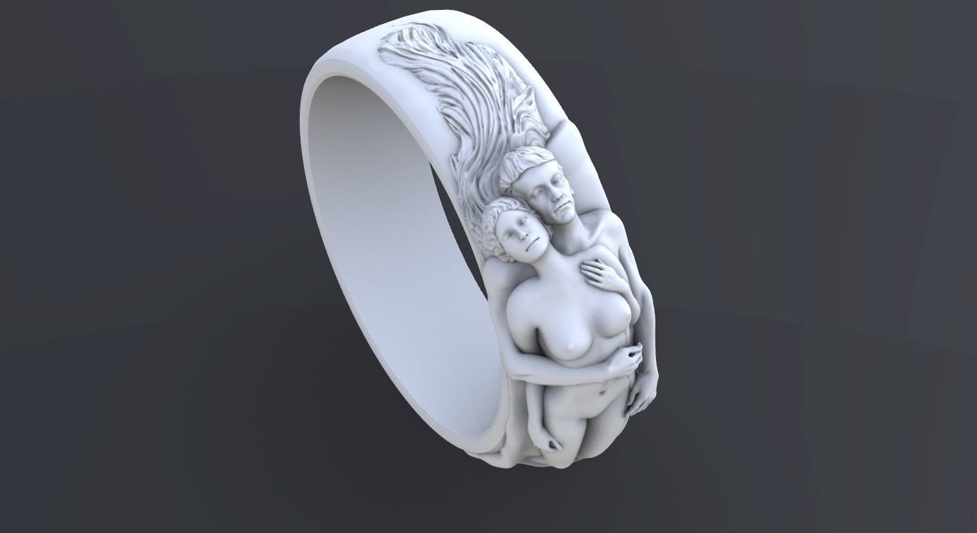 Wedding rings with a nymph for CNC or 3D 3D print model_2