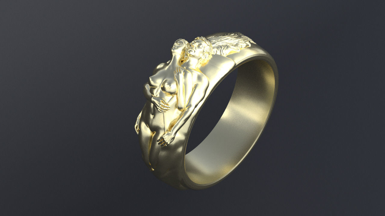 Wedding rings with a nymph for CNC or 3D 3D print model_5