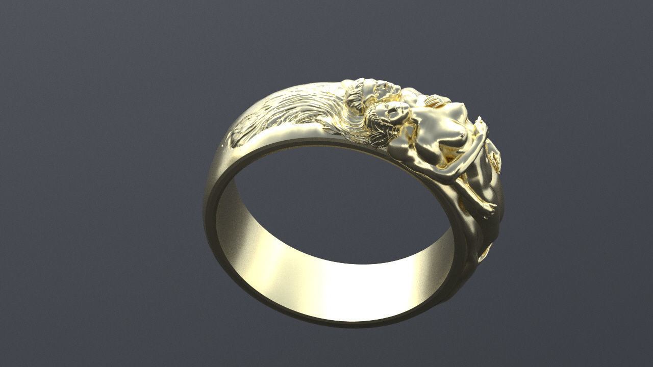 Wedding rings with a nymph for CNC or 3D 3D print model_6