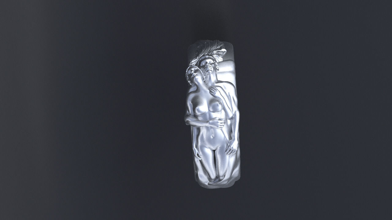 Wedding rings with a nymph for CNC or 3D 3D print model_12