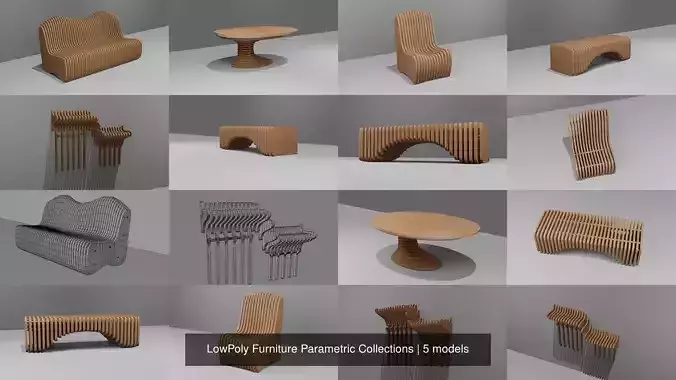 LowPoly Furniture Parametric Collections