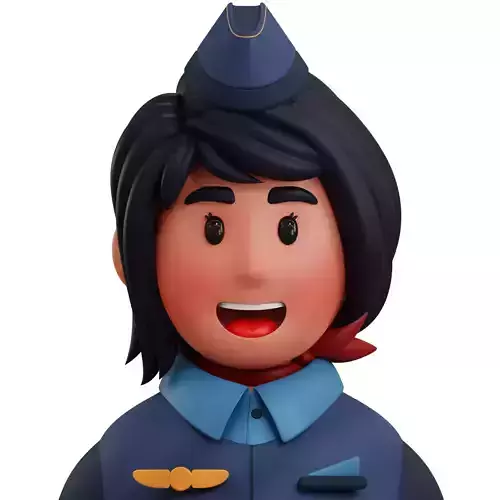 3d avatar profession as Stewardess Low-poly 3D model