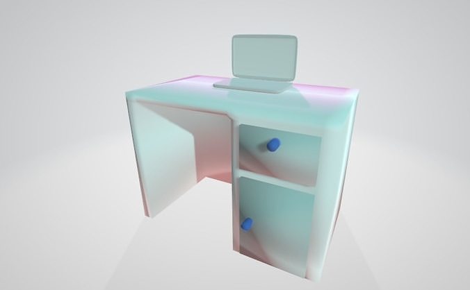 laptop computer desk with drawers 3D model | CGTrader