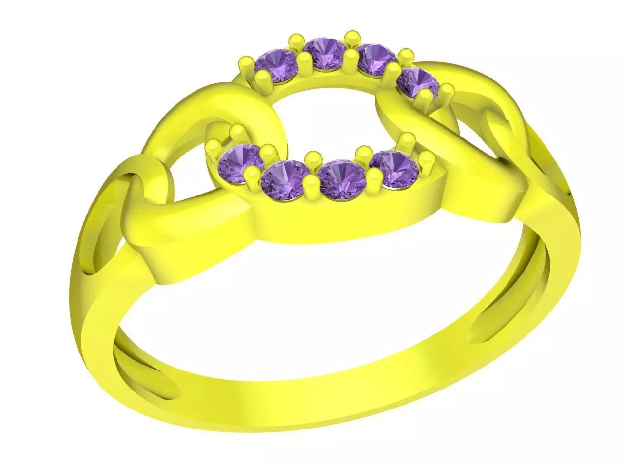 Chain Link Ring with Circular Gemstone Setting 4548 3D print model