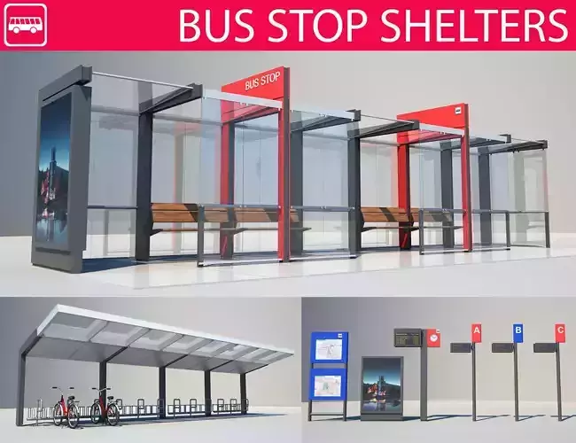 Bus Stop Shelters 3D model