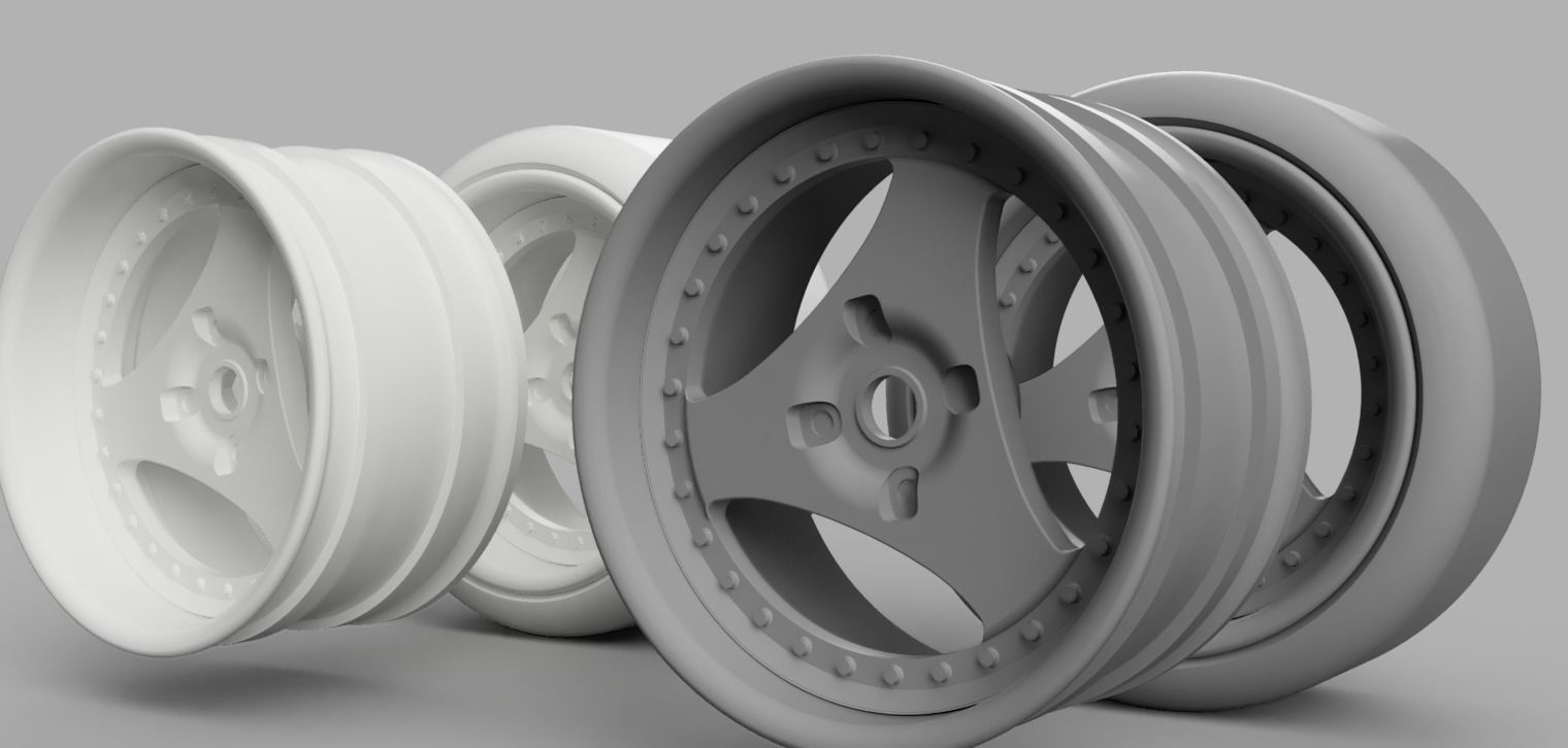 12mm HEX D52mm Staggered Yokohama Advan Oni RC wheels  3D print model_1