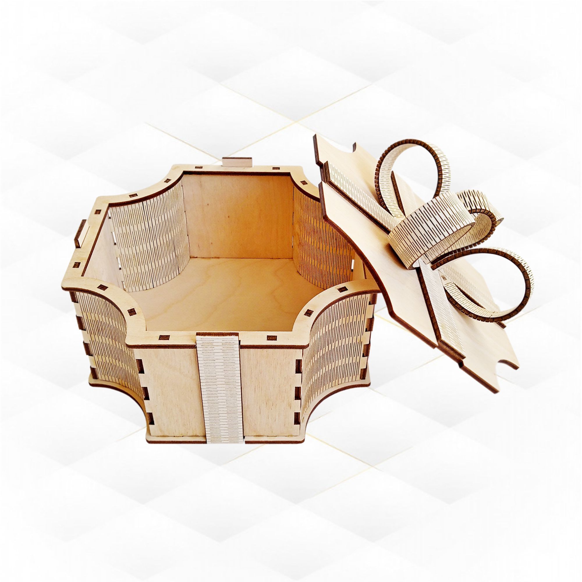 Gift box bow svg dxf design for laser cutting 3D print model_6