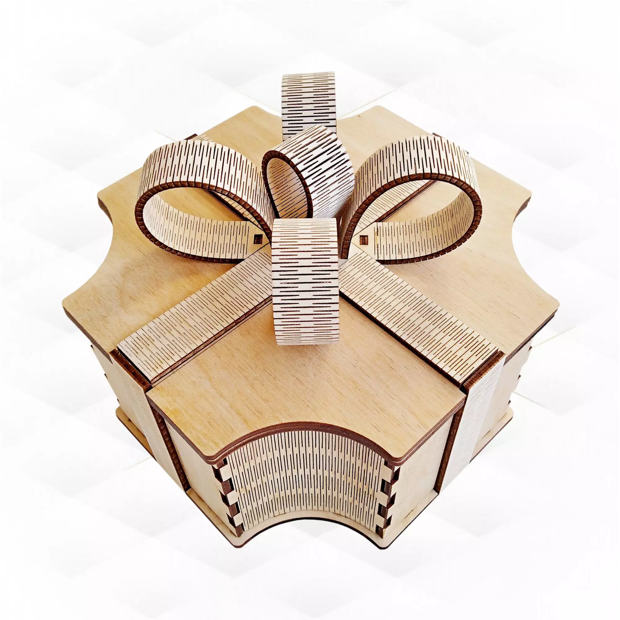 Gift box bow svg dxf design for laser cutting 3D print model_0