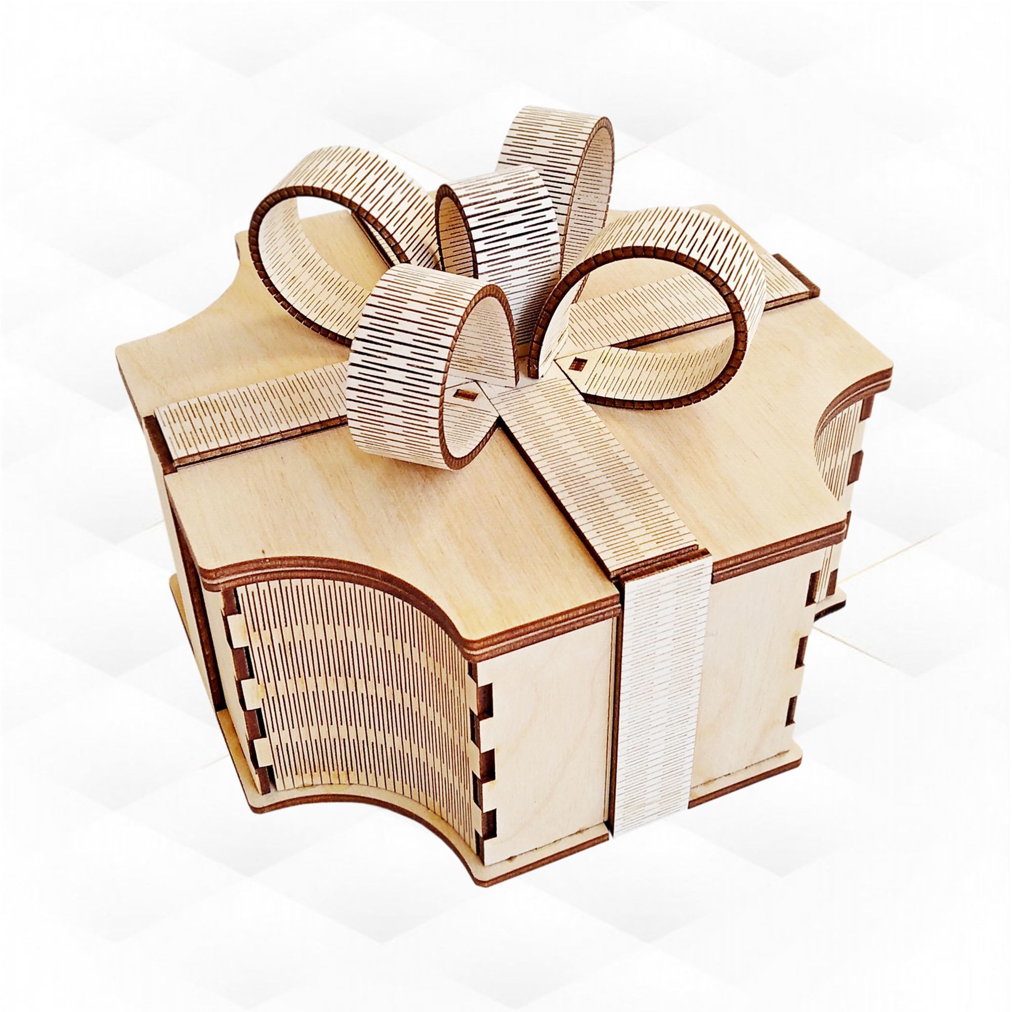 Gift box bow svg dxf design for laser cutting 3D print model_8