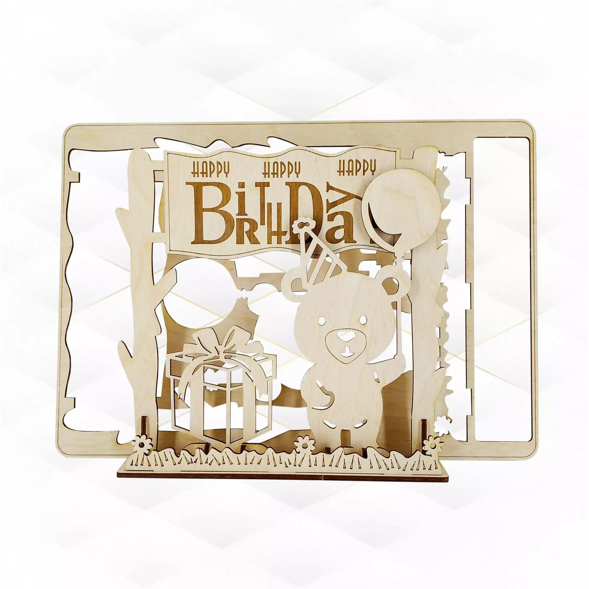 Happy birthday card svg dxf design laser cutting 3D print model