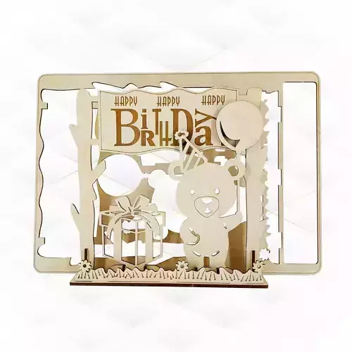 Happy birthday card svg dxf design laser cutting 3D print model