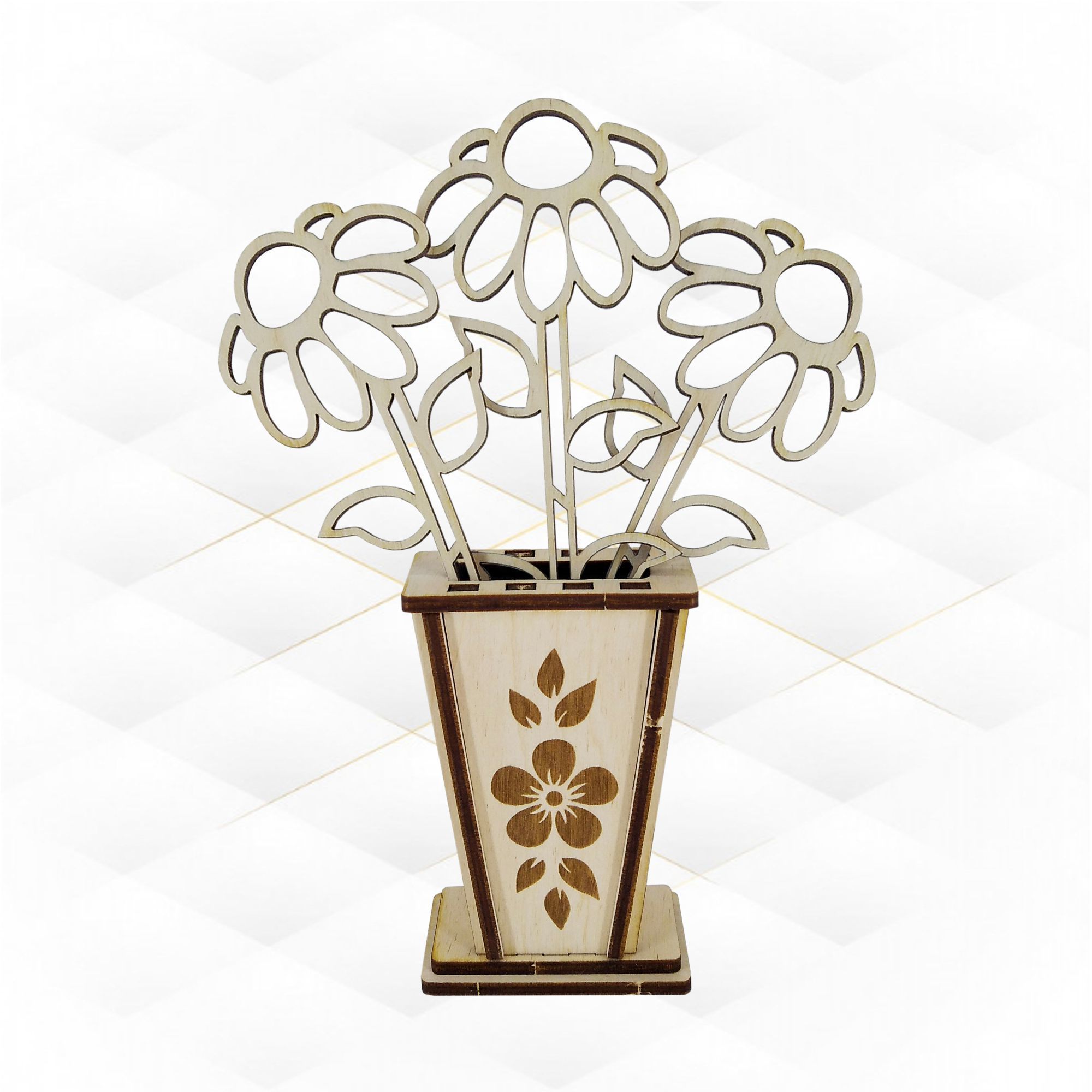 Birthday card flowers svg dxf design laser cut 3D print model_6