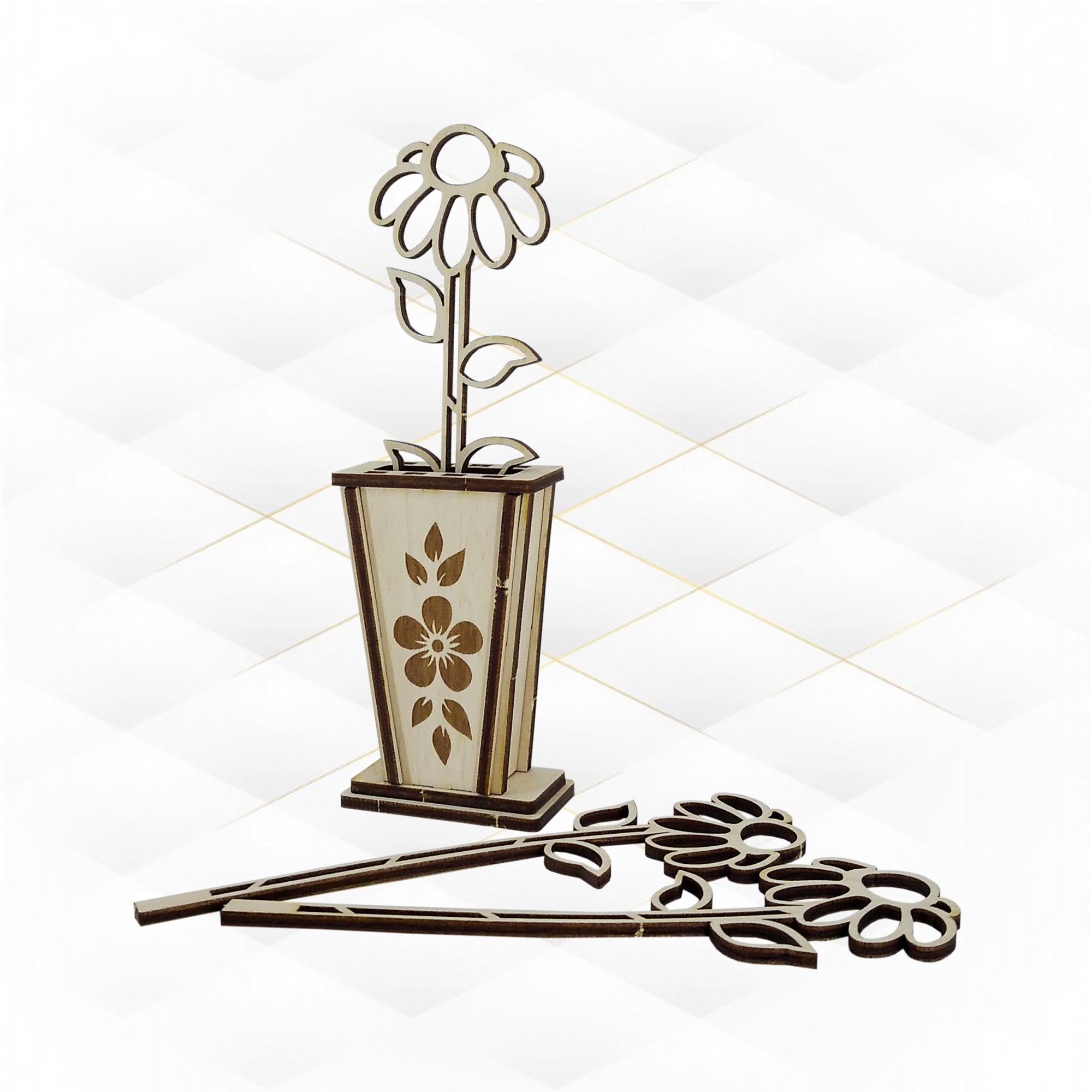 Birthday card flowers svg dxf design laser cut 3D print model_9