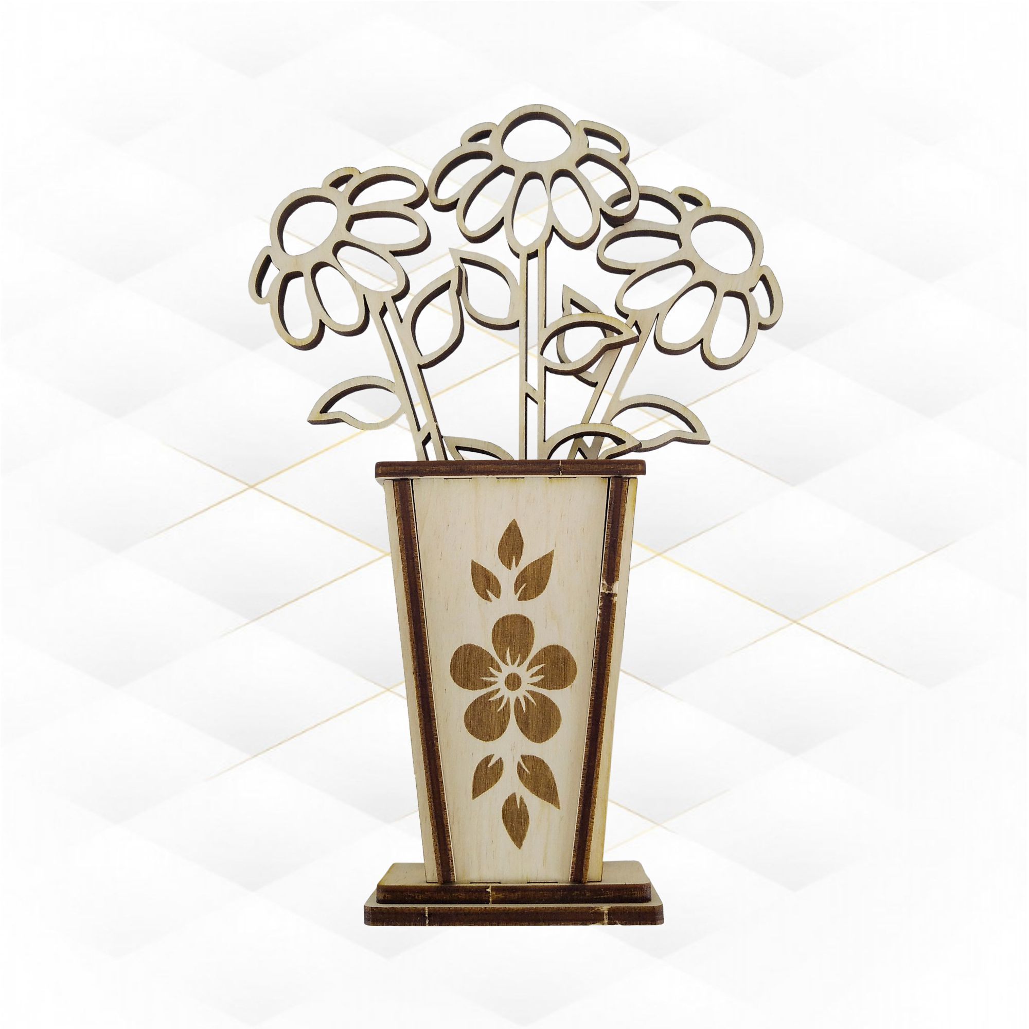 Birthday card flowers svg dxf design laser cut 3D print model_1