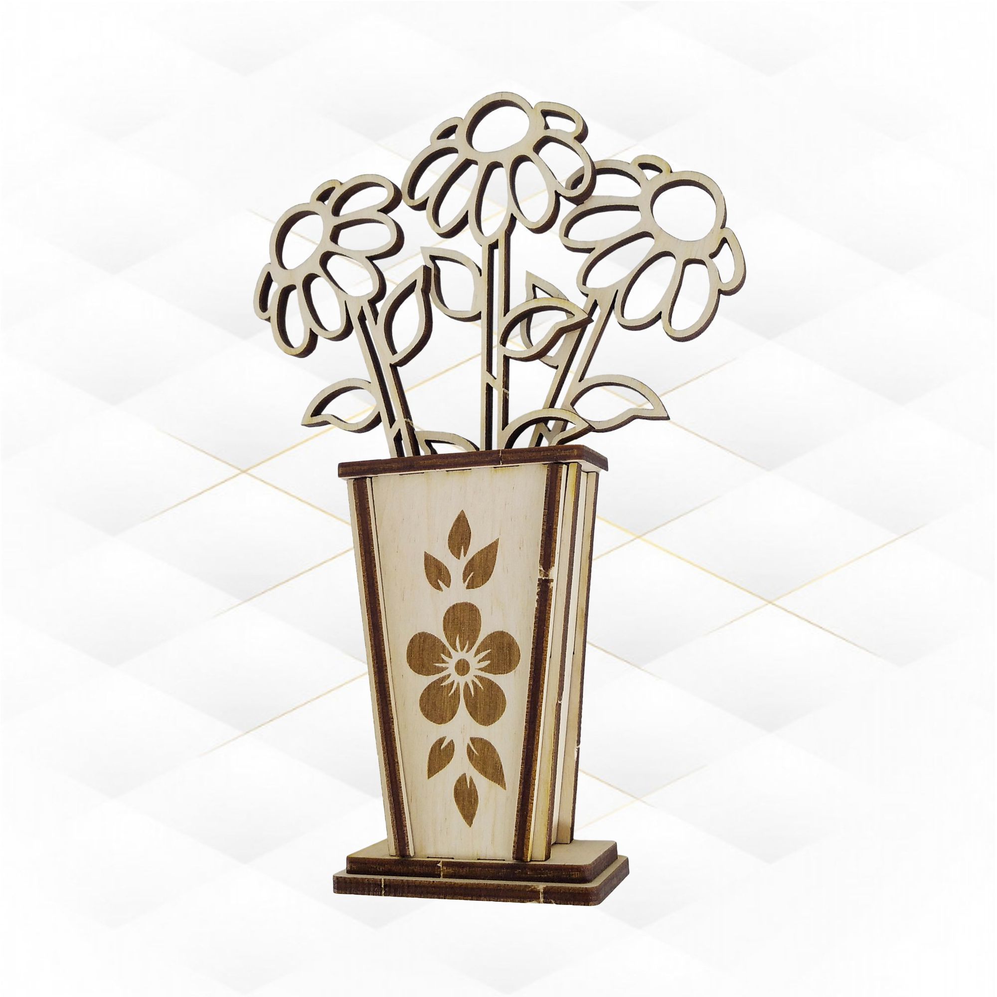 Birthday card flowers svg dxf design laser cut 3D print model_3