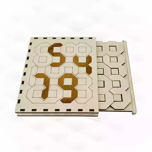 Puzzles number pocket game design for laser cut 3D print model
