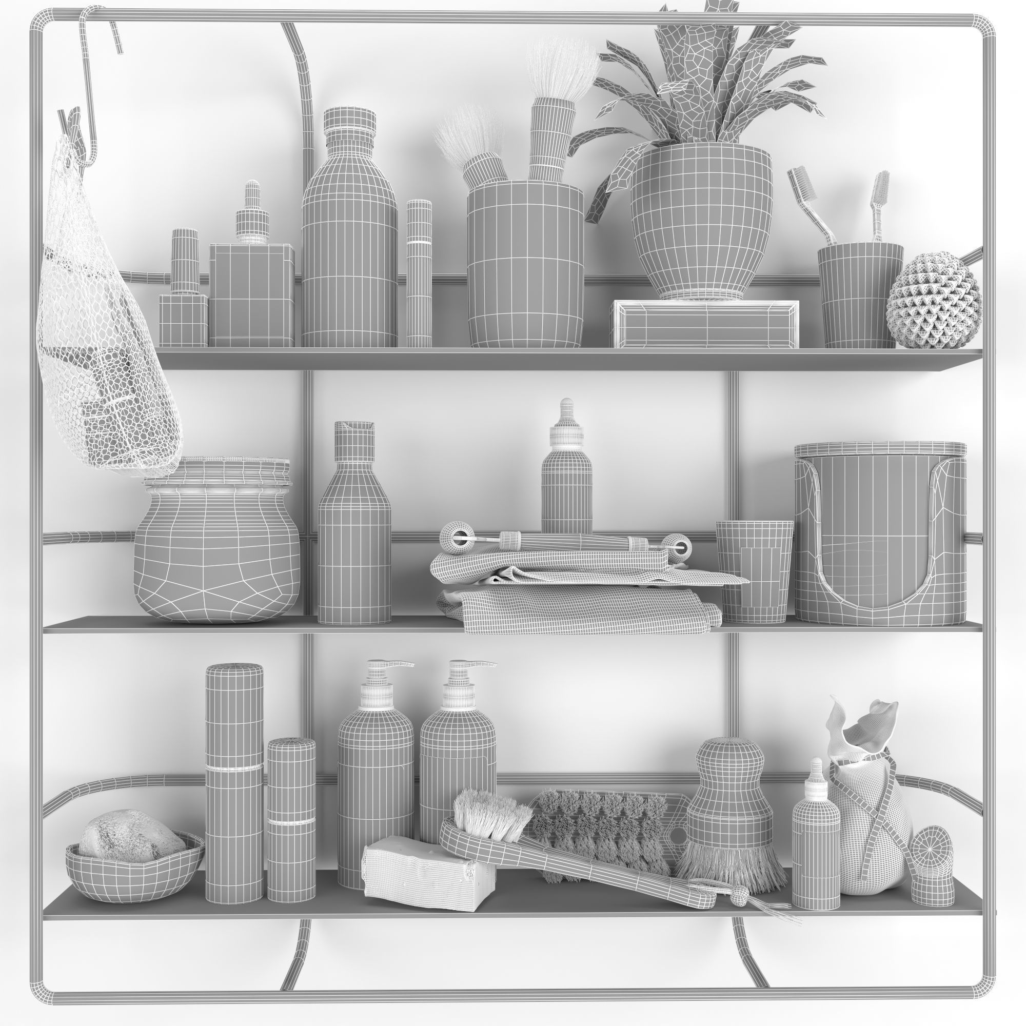 Bathroom accessories set 3D model_4