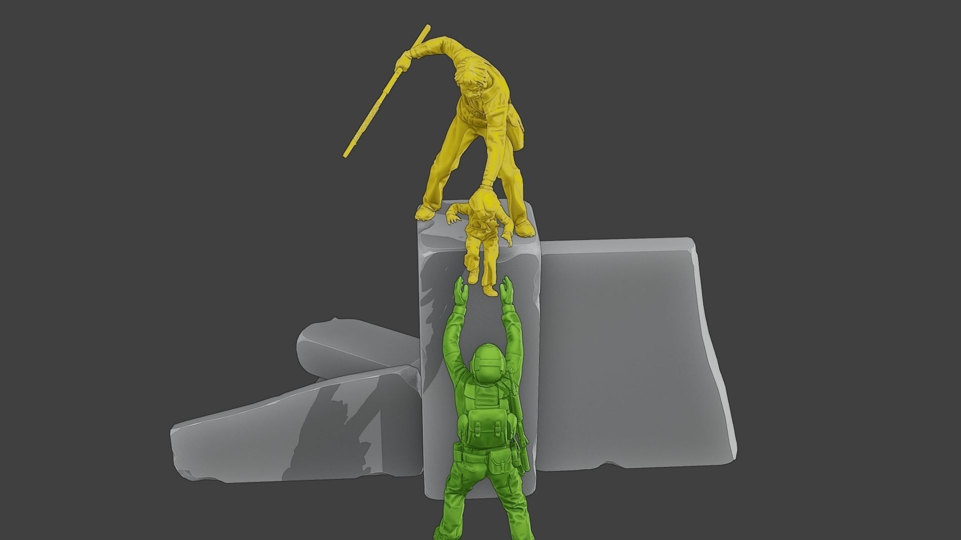 Diorama Girl rescue 01 3D print model_9