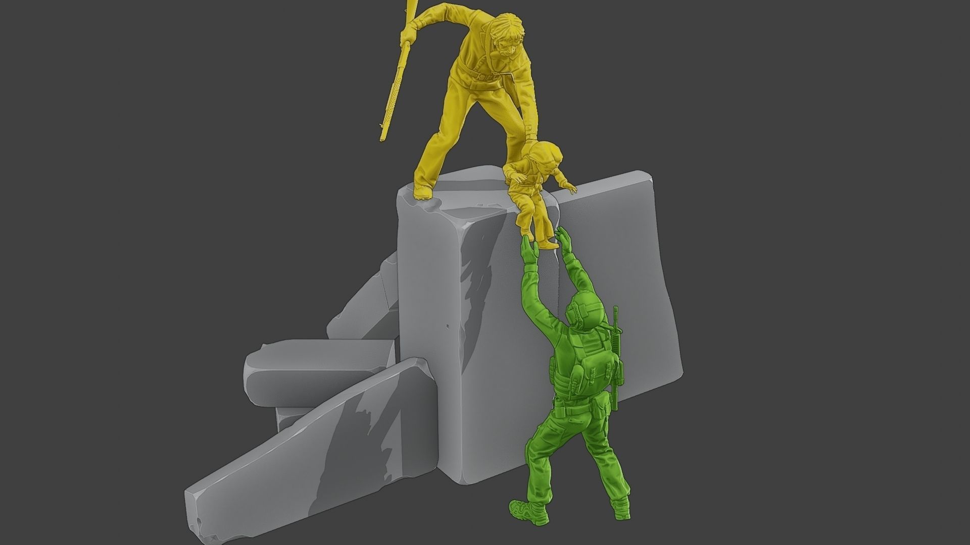 Diorama Girl rescue 01 3D print model_14