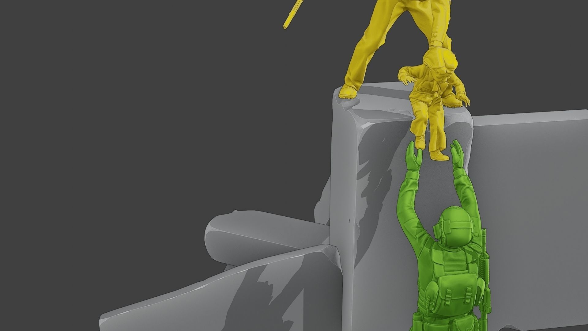 Diorama Girl rescue 01 3D print model_28