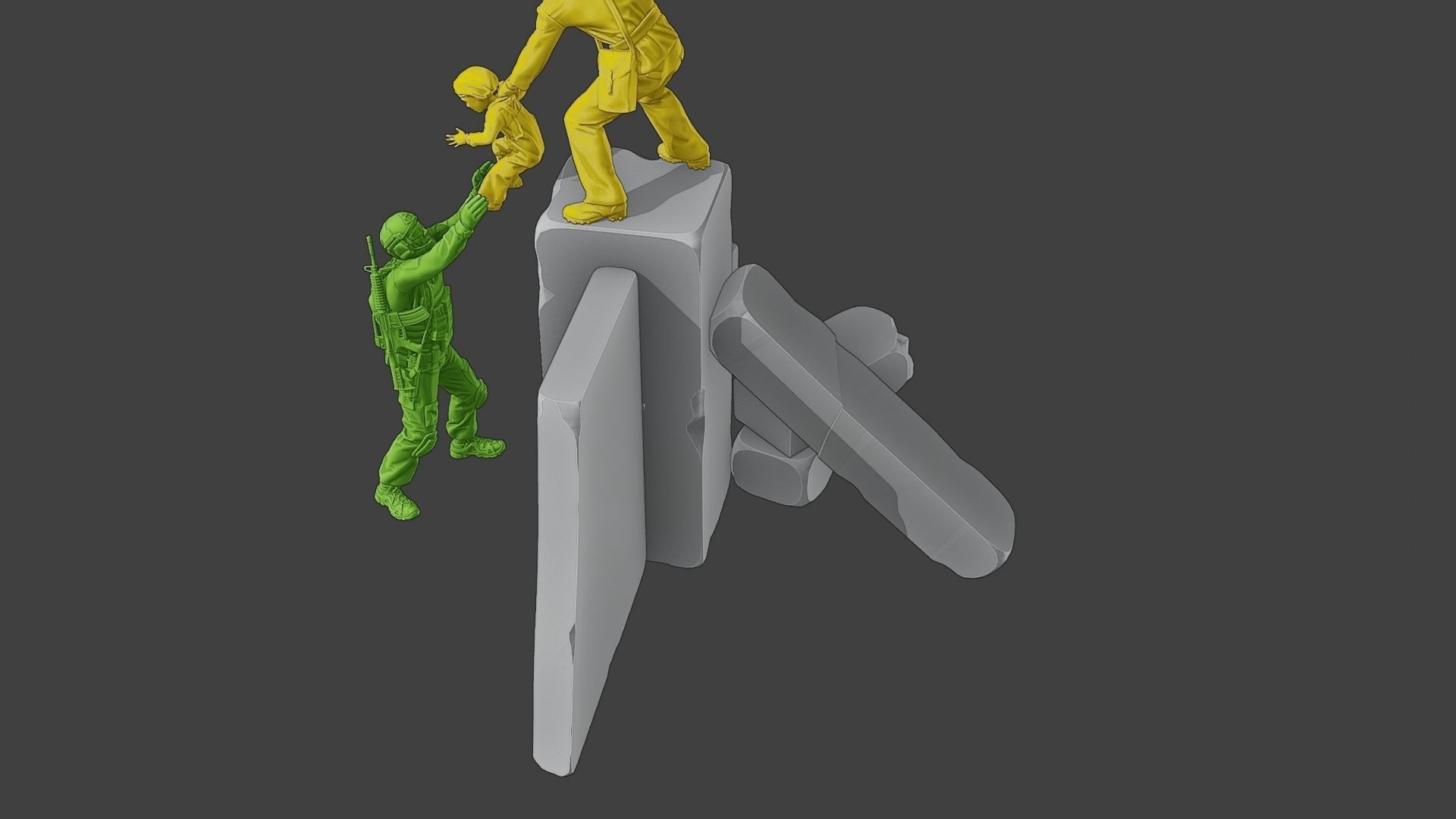 Diorama Girl rescue 01 3D print model_22