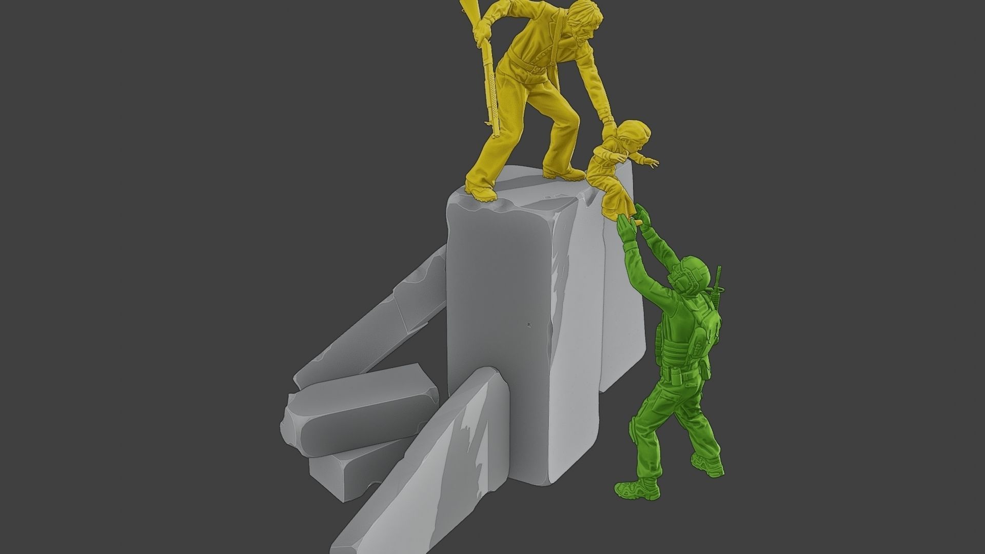 Diorama Girl rescue 01 3D print model_15