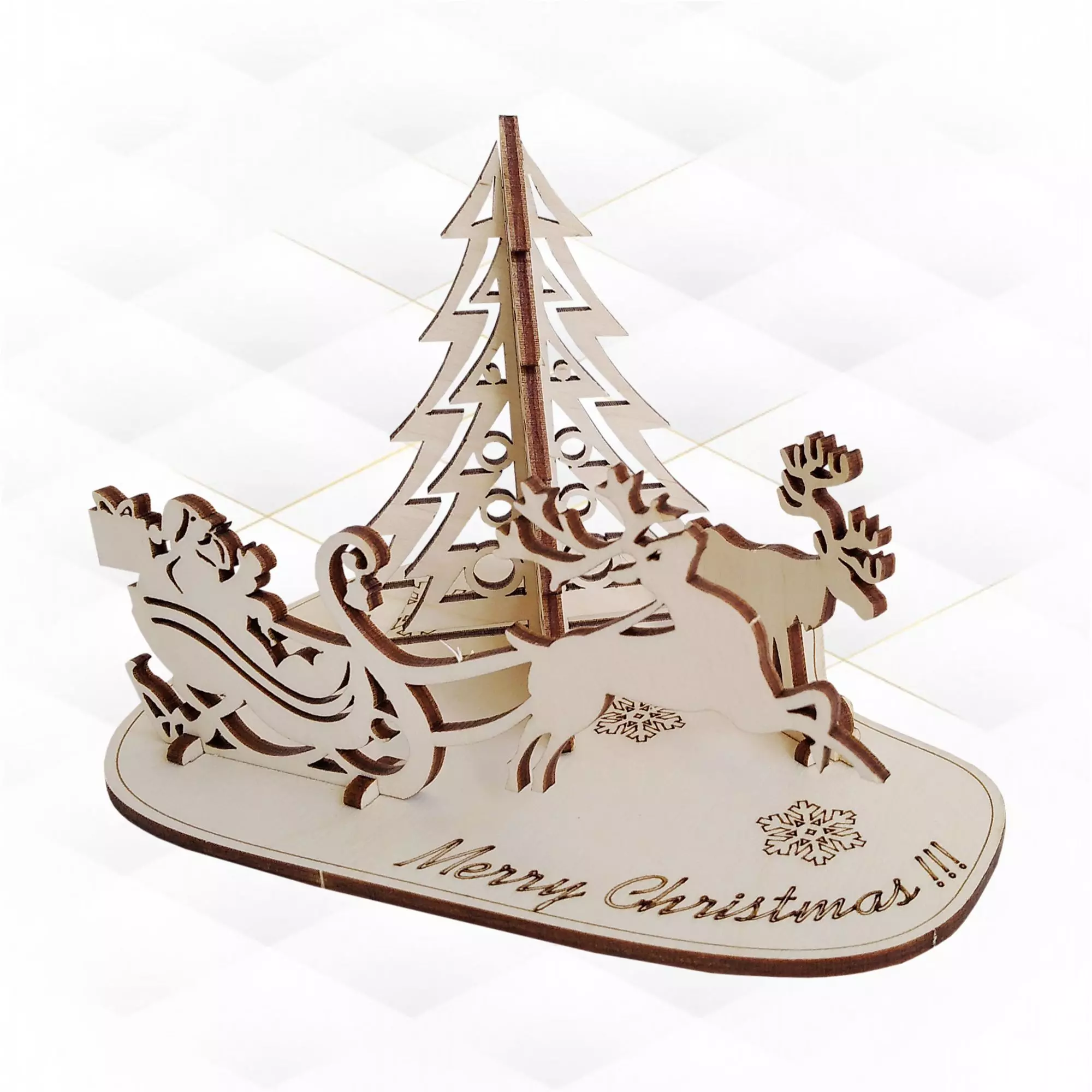 Christmas gift card 3D puzzles laser cut design 3D print model_0