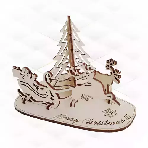 Christmas gift card 3D puzzles laser cut design 3D print model