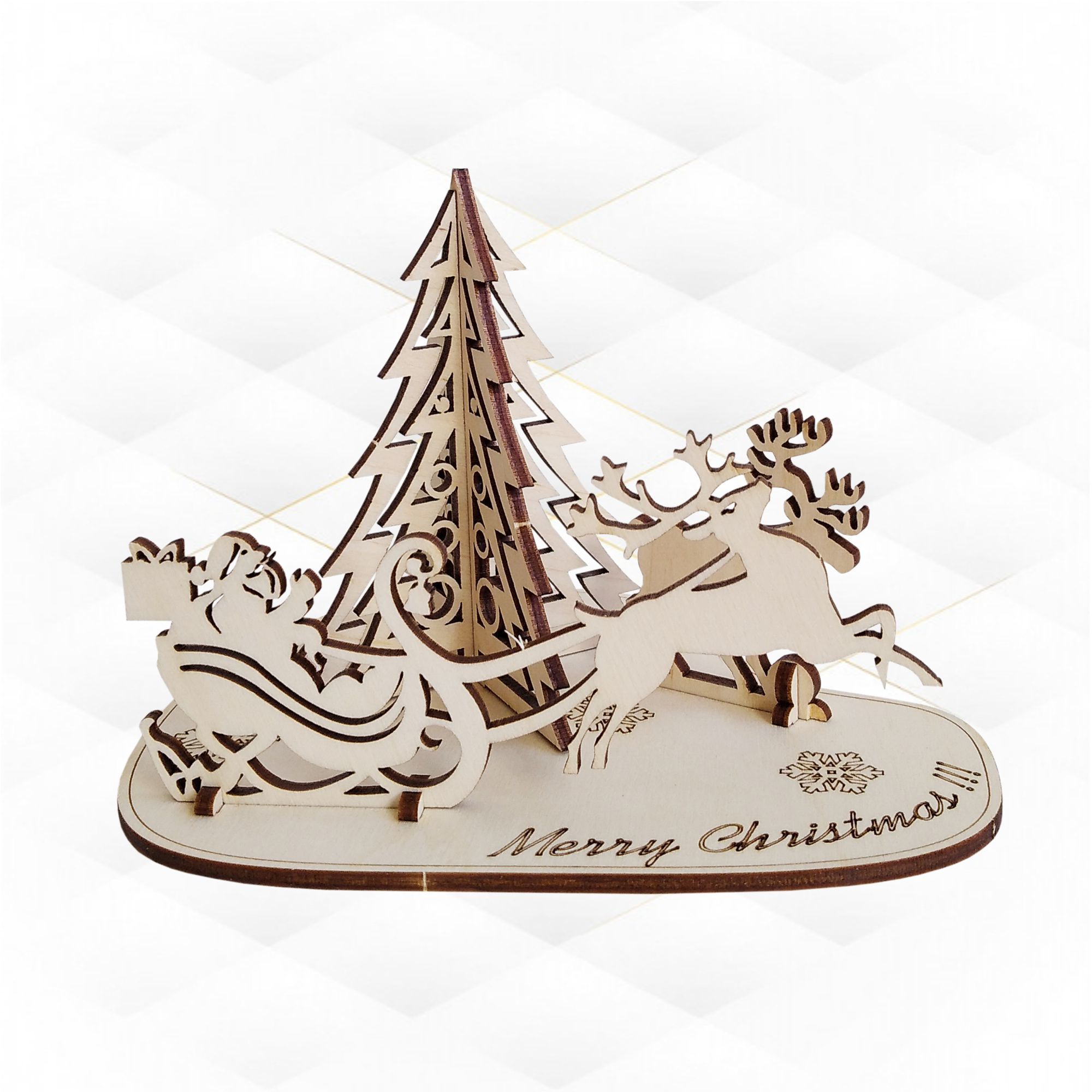Christmas gift card 3D puzzles laser cut design 3D print model_8