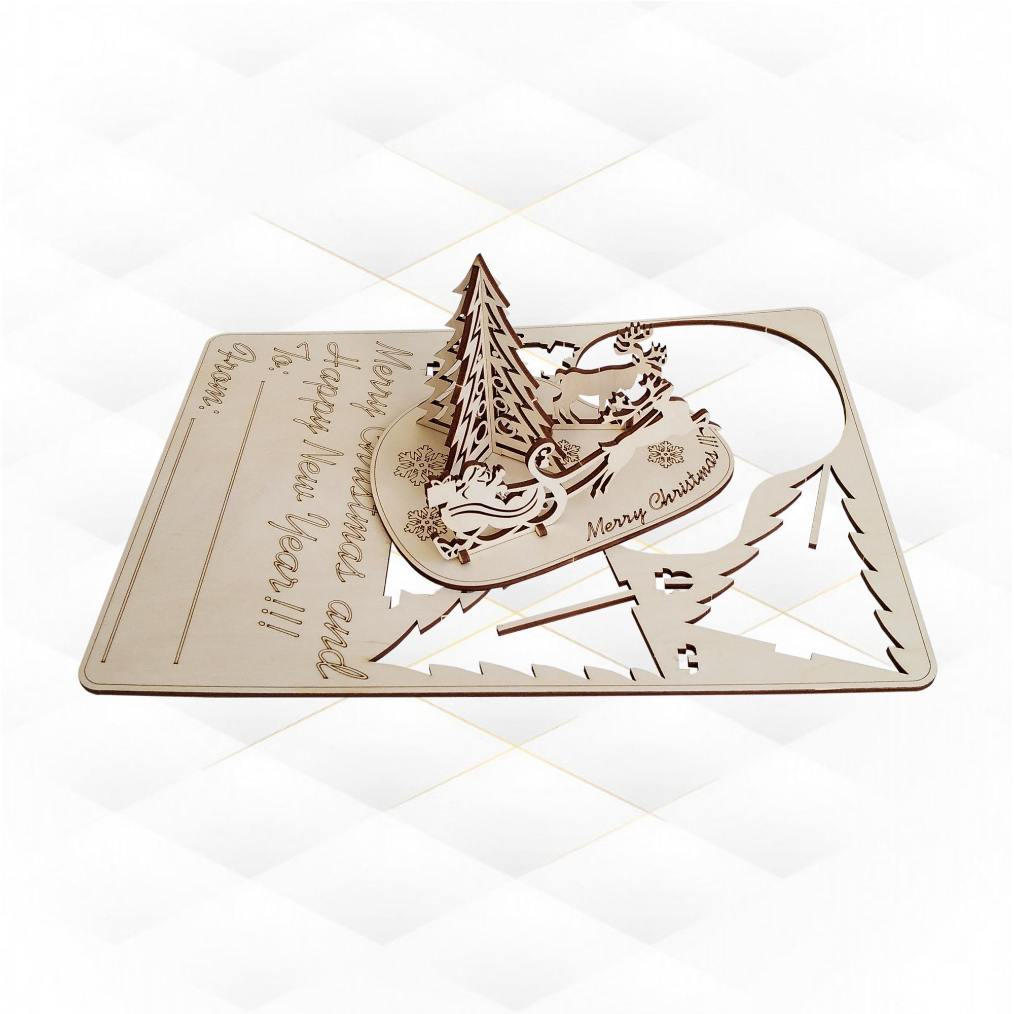 Christmas gift card 3D puzzles laser cut design 3D print model_9