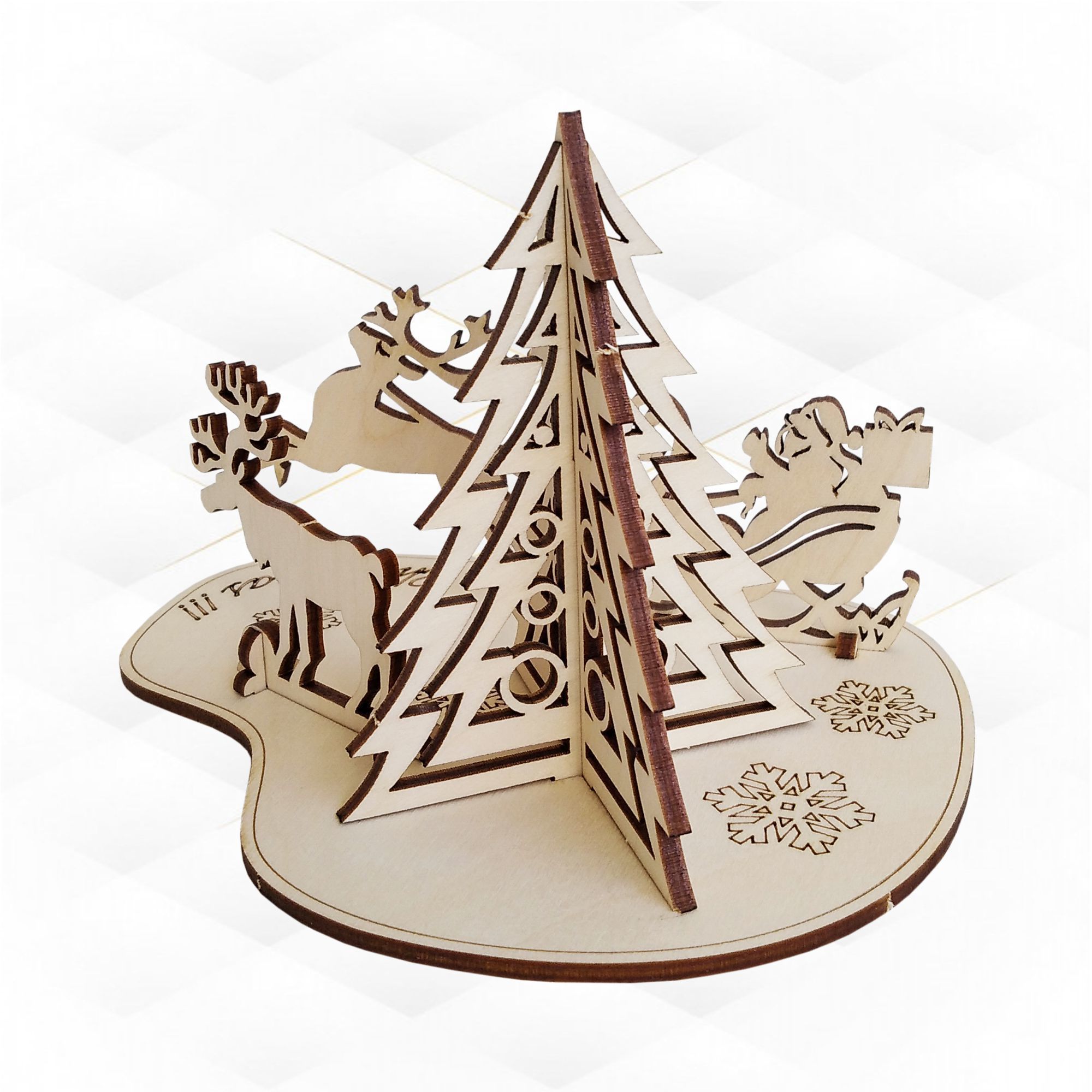 Christmas gift card 3D puzzles laser cut design 3D print model_6