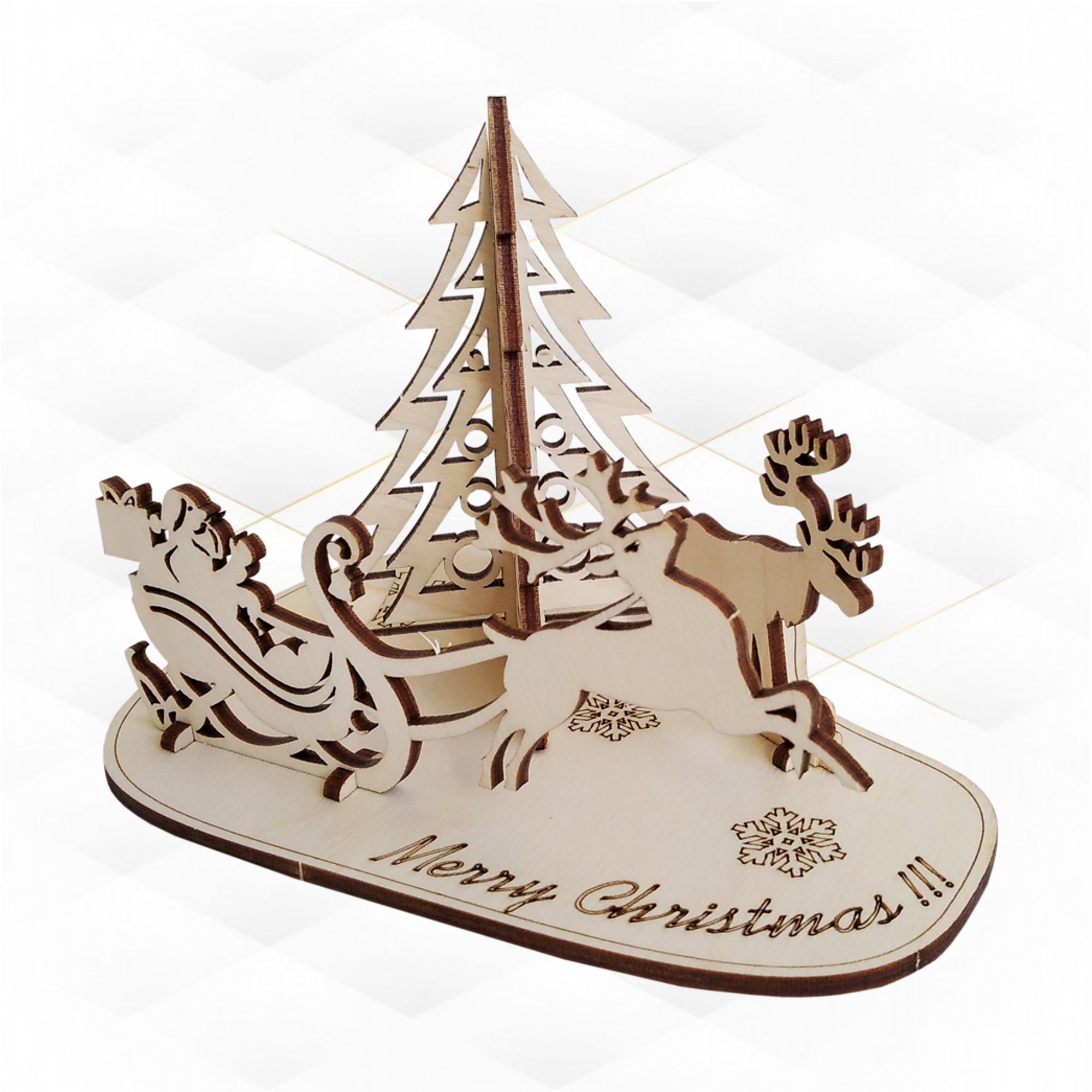 Christmas gift card 3D puzzles laser cut design 3D print model_5