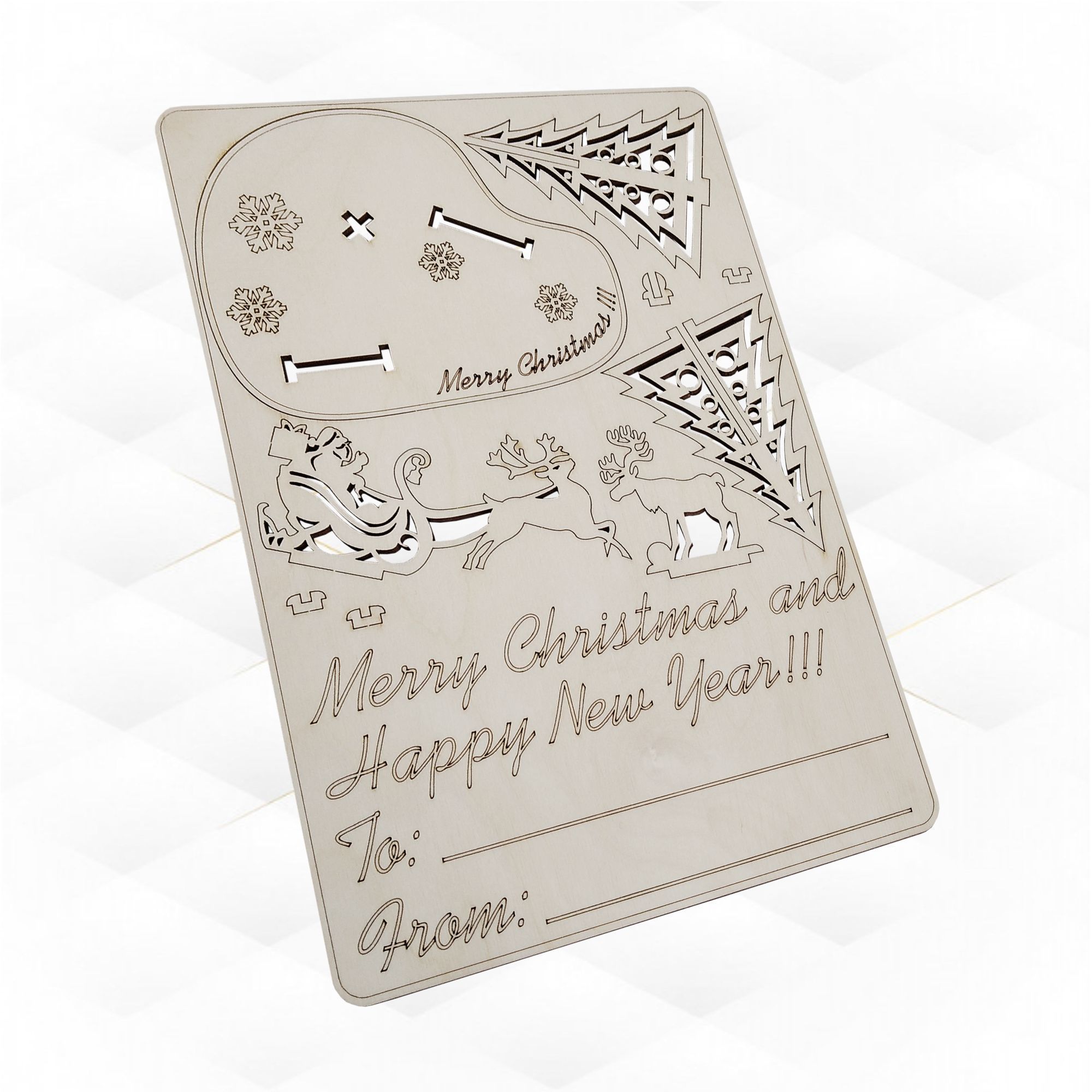 Christmas gift card 3D puzzles laser cut design 3D print model_2