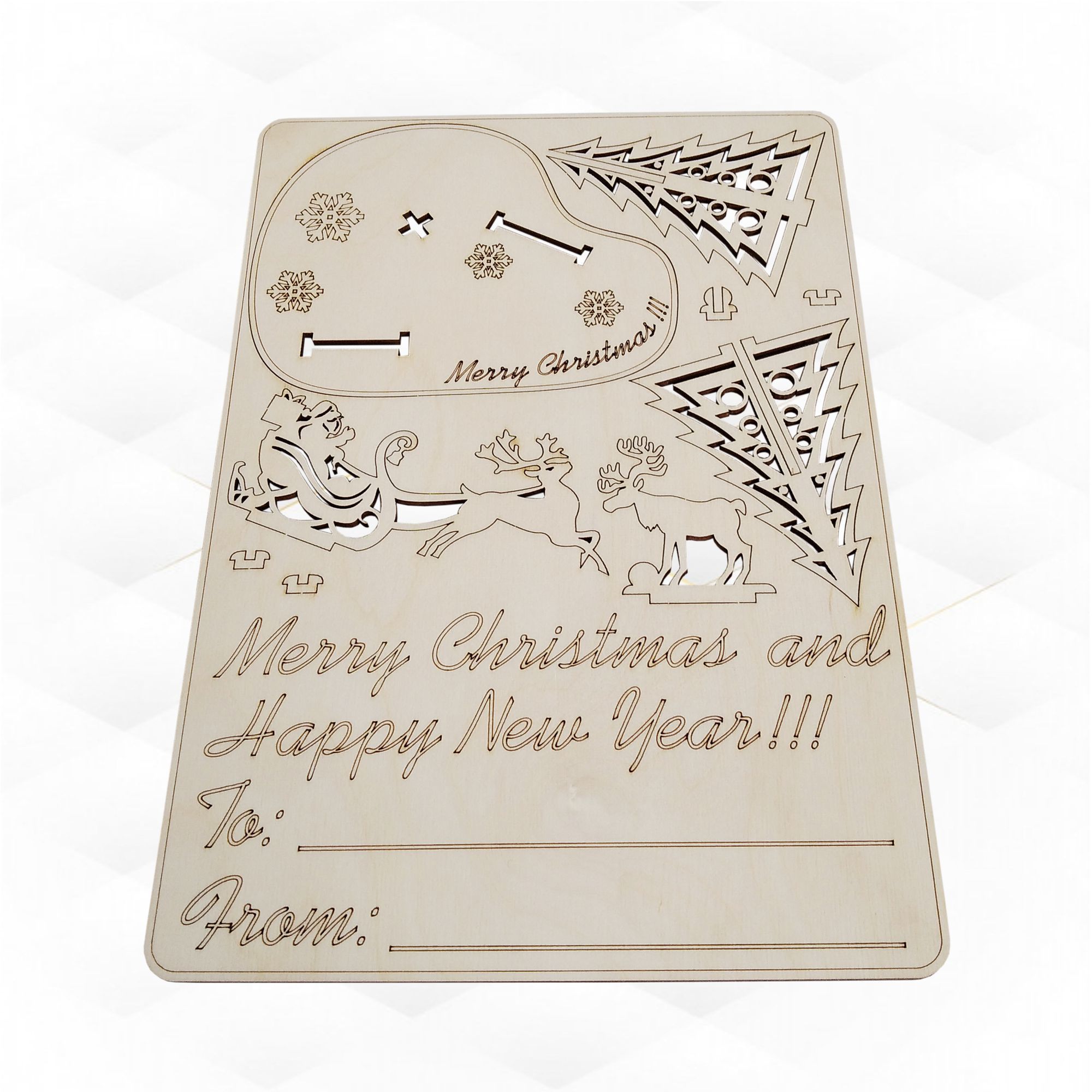 Christmas gift card 3D puzzles laser cut design 3D print model_1