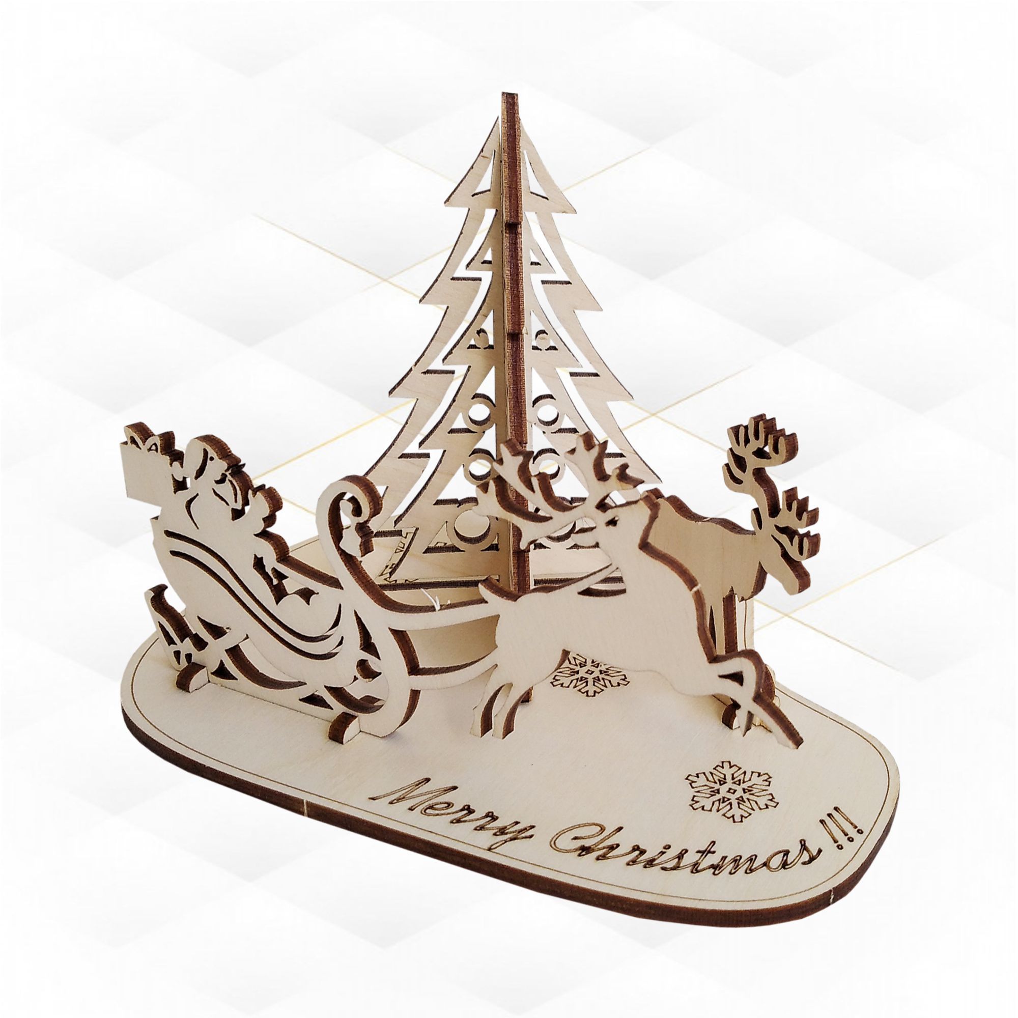 Christmas gift card 3D puzzles laser cut design 3D print model_7
